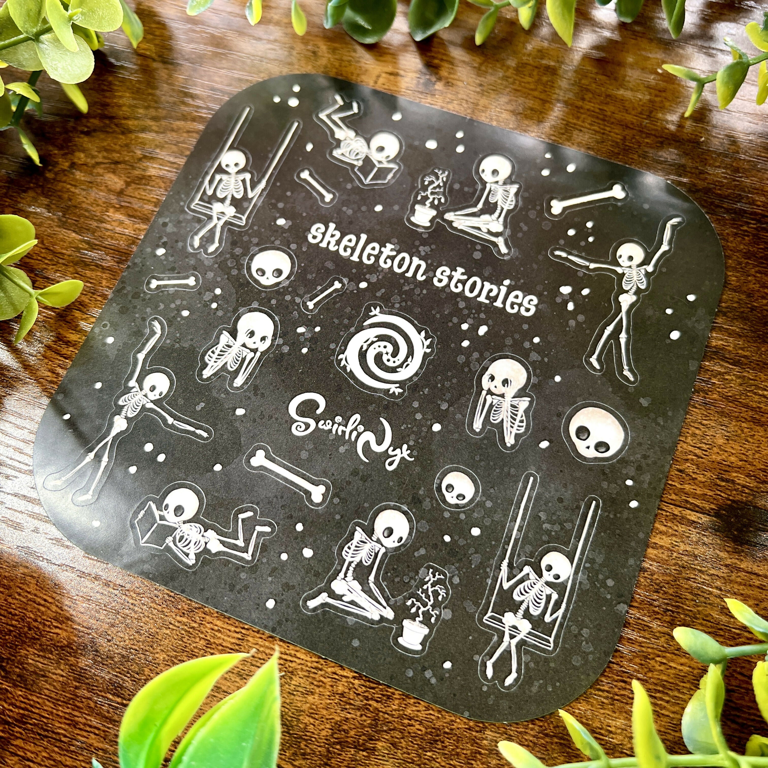 Skeleton Stories White Sticker Sheet