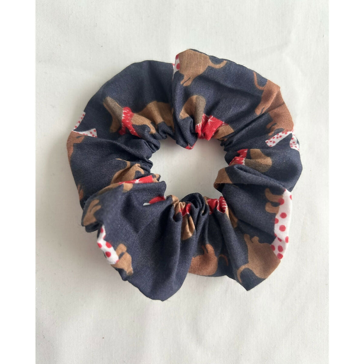 Navy Blue Dachshund Christmas Hair Scrunchie