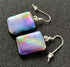 Fused Dichroic Glass Earrings in Rainbow with Sterling Silver Hooks