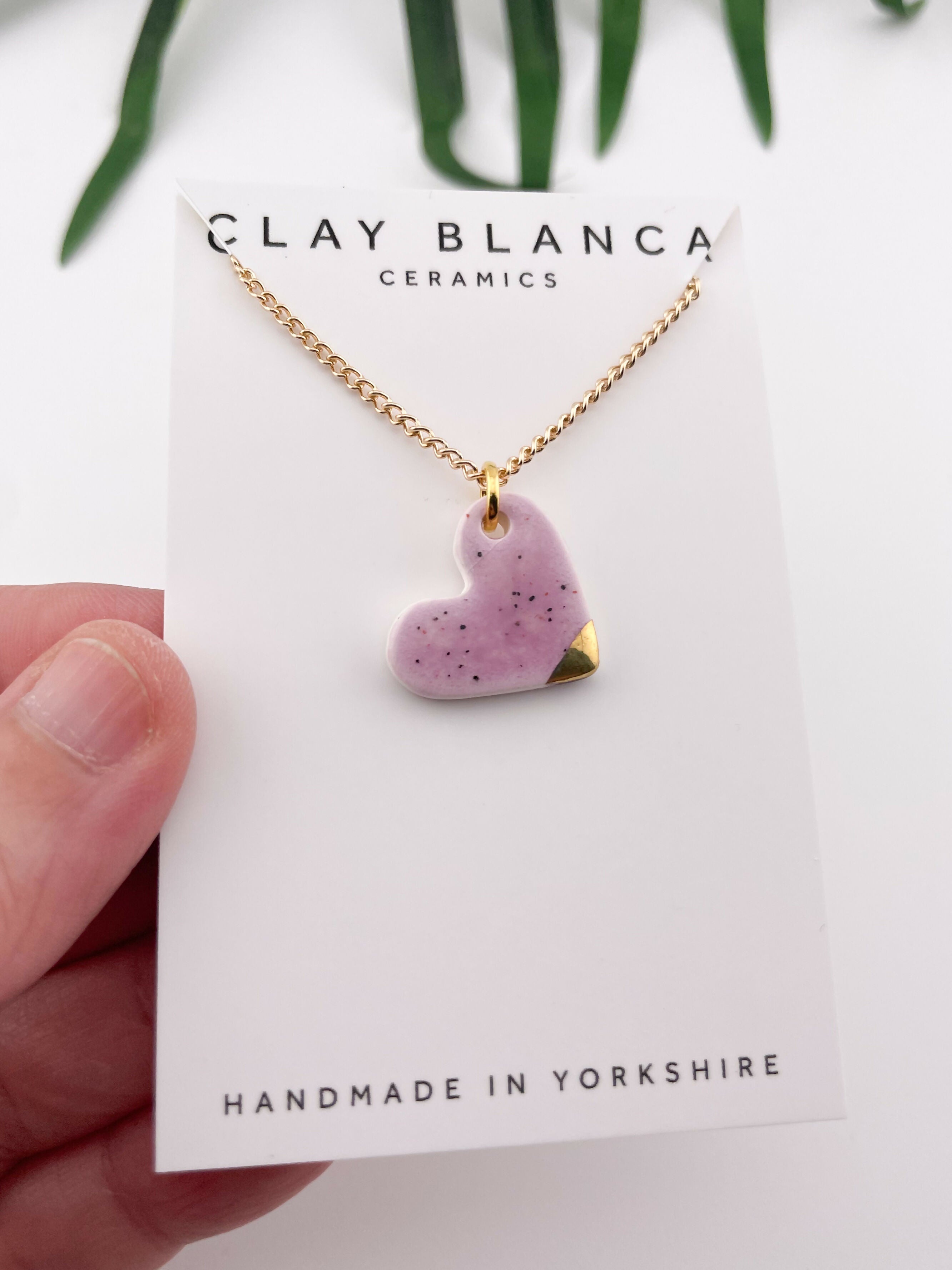 Small Speckled Lilac Heart Necklace