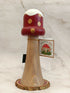 30cm Red Handmade, Free Standing Painted Wooden Bell Shaped Topped Toadstool Elf House - Whimsical Woodland Ornament & Holiday Keepsake