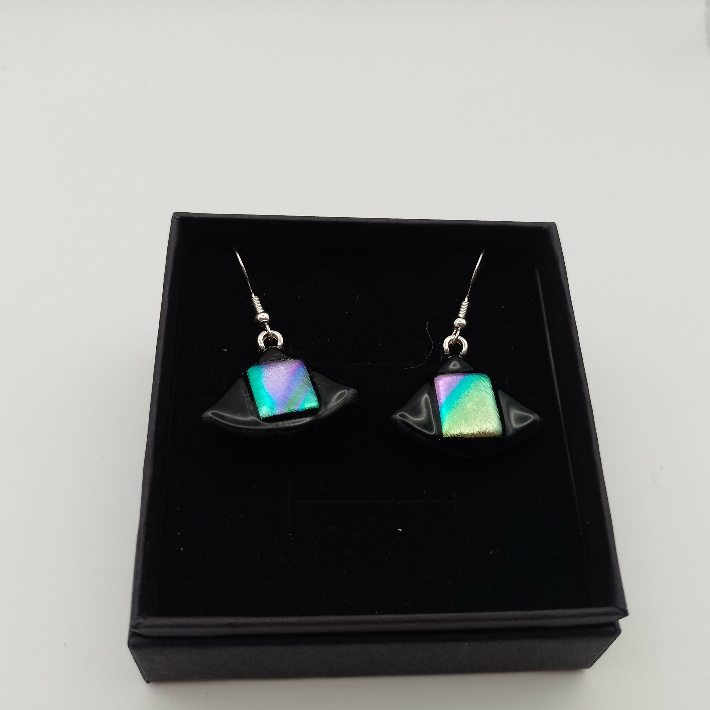 Triangular Dichroic Glass Earrings