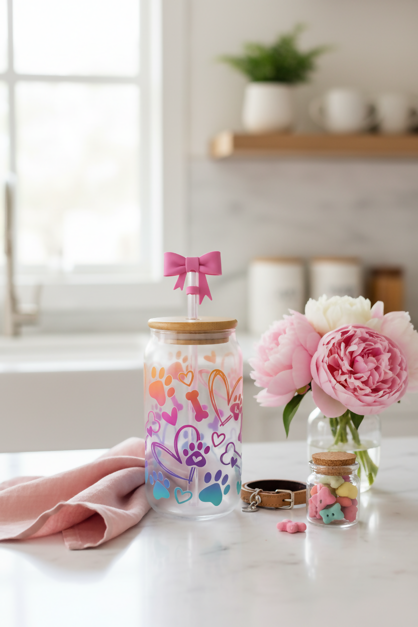 Dog Love 16oz Glass Can