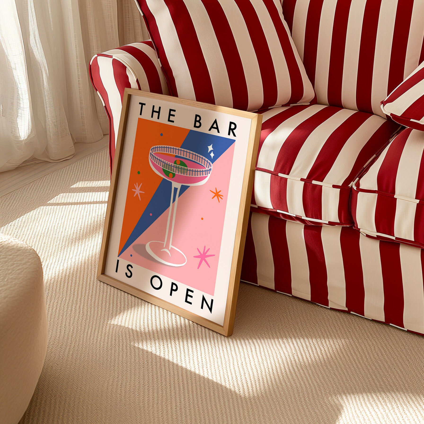 The Bar is Open – Colourful Cocktail Print