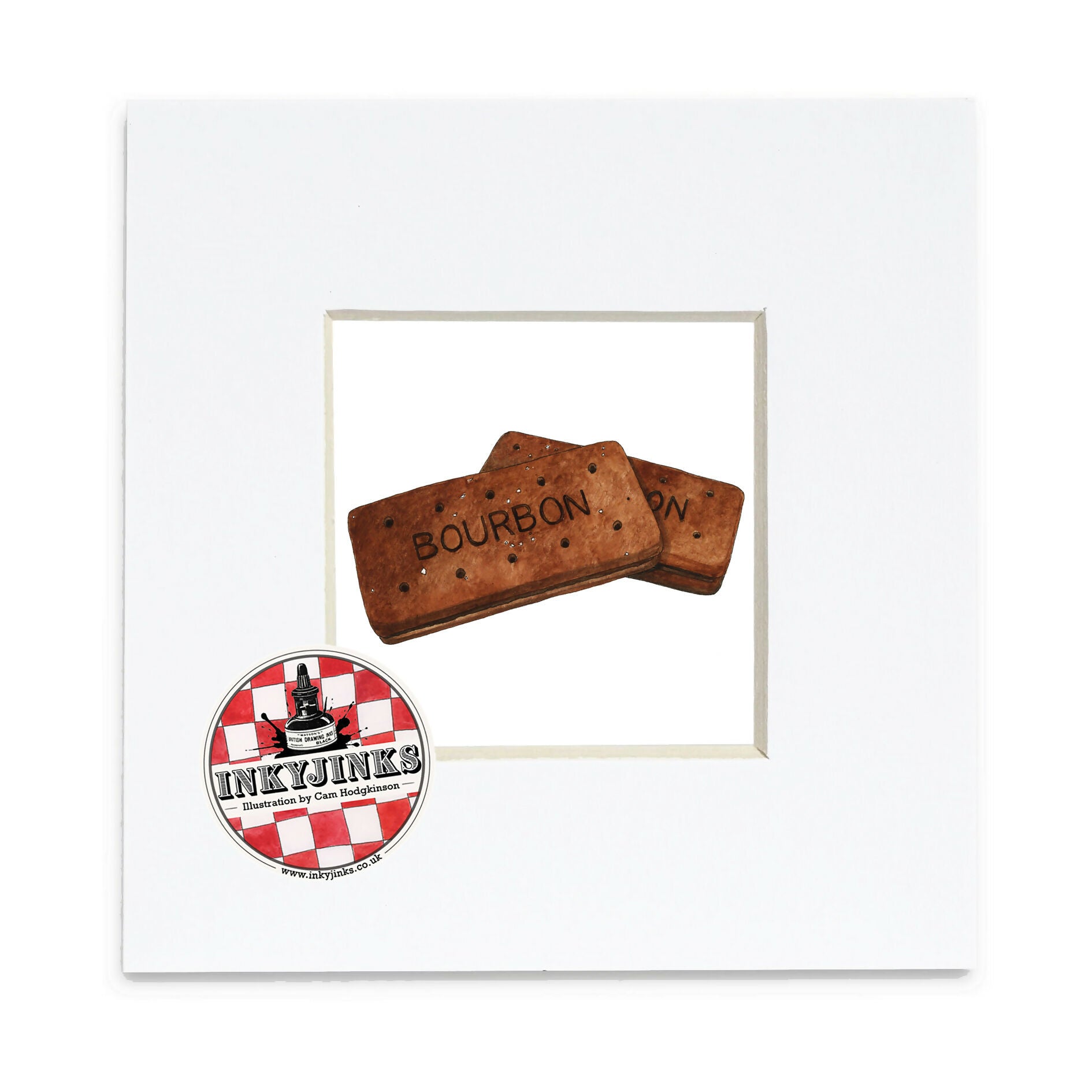 4” x 4” Mini Mounted Giclée Print of a Bourbon Biscuit