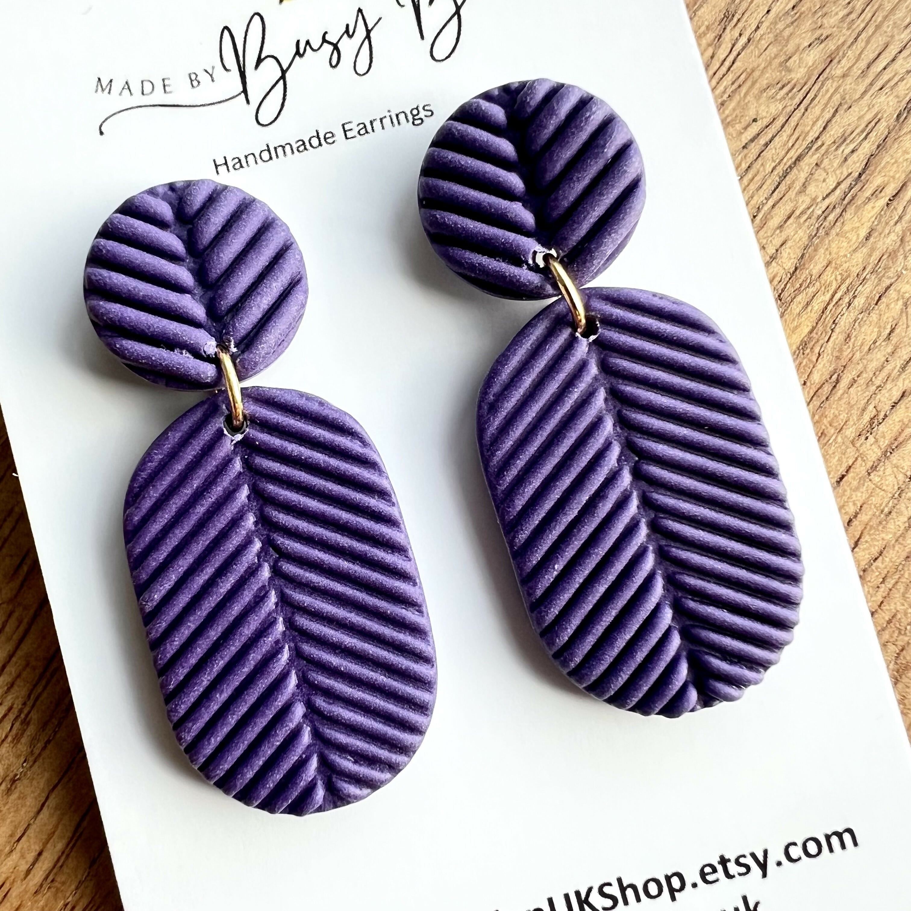 Statement Dangle Earrings – Polymer Clay Textured Earrings, Modern Geometric Earrings, Handmade Clay Jewellery