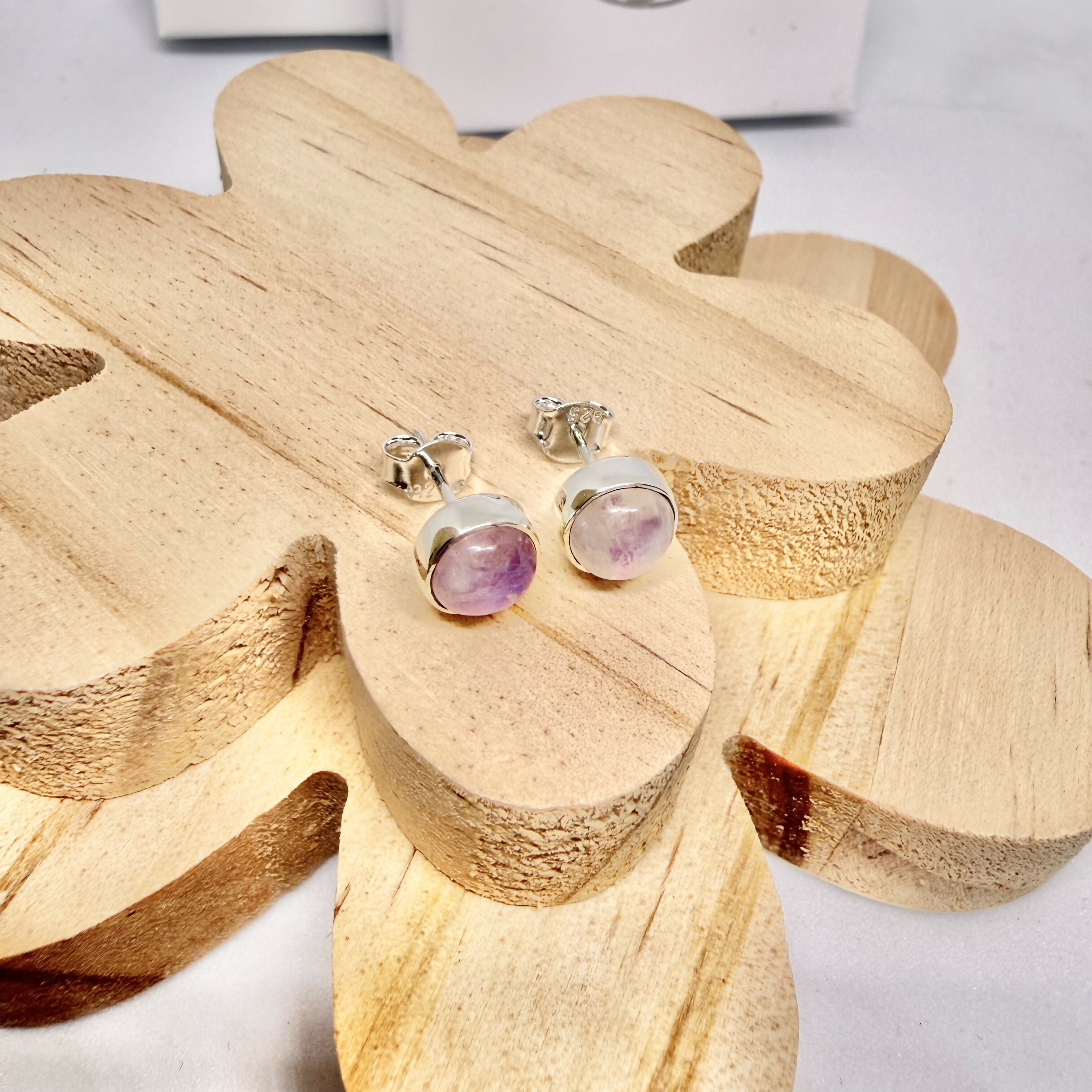 PINK MOONSTONE STUD EARRINGS