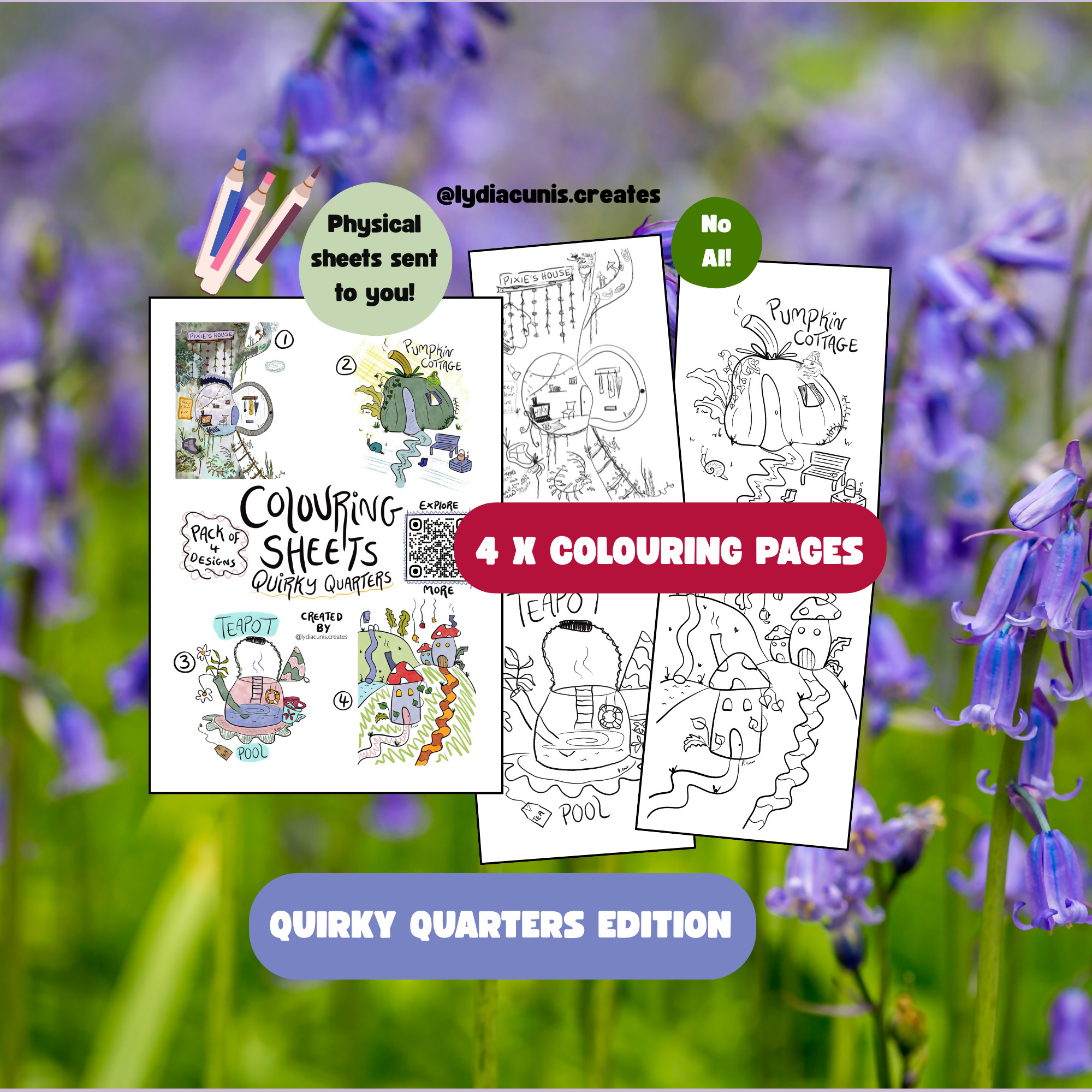 Quirky Quarters A5 Colouring Sheets/Pack