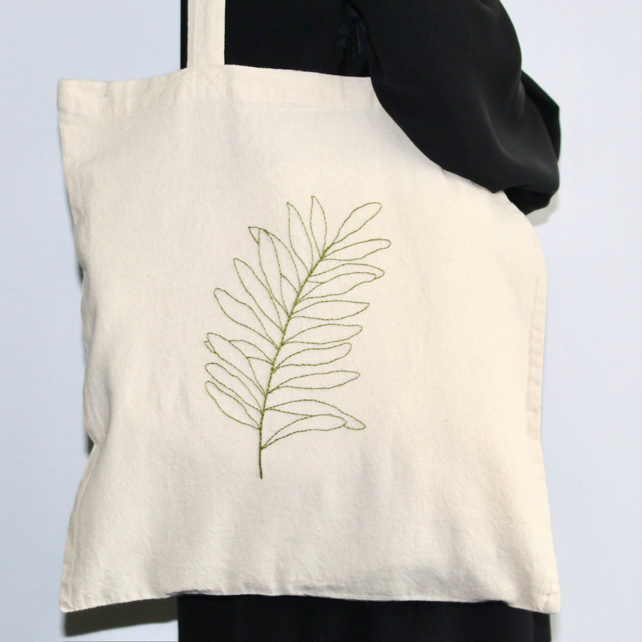 Palm Leaf Embroidered Tote