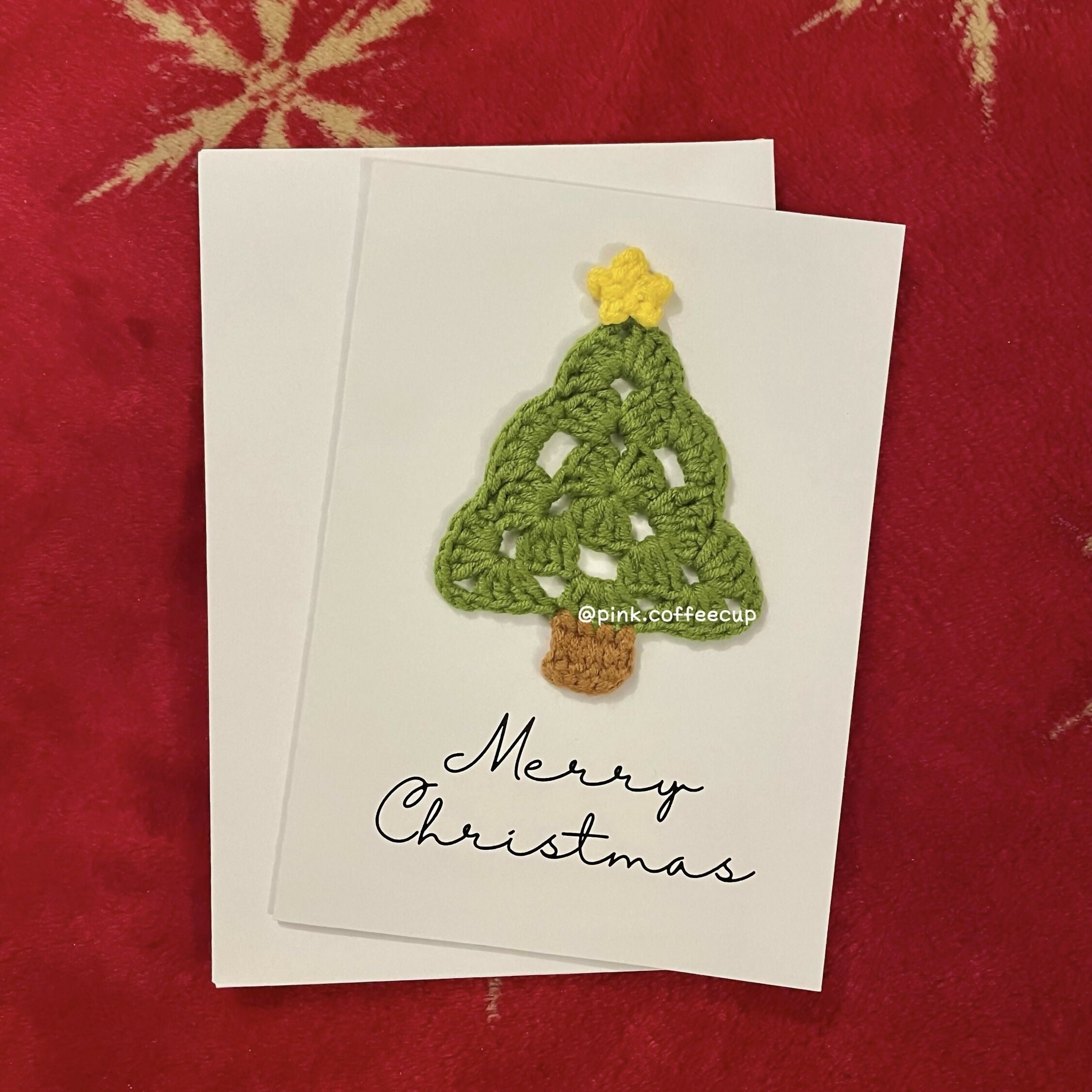 Crochet Handmade Christmas Card - Christmas Tree