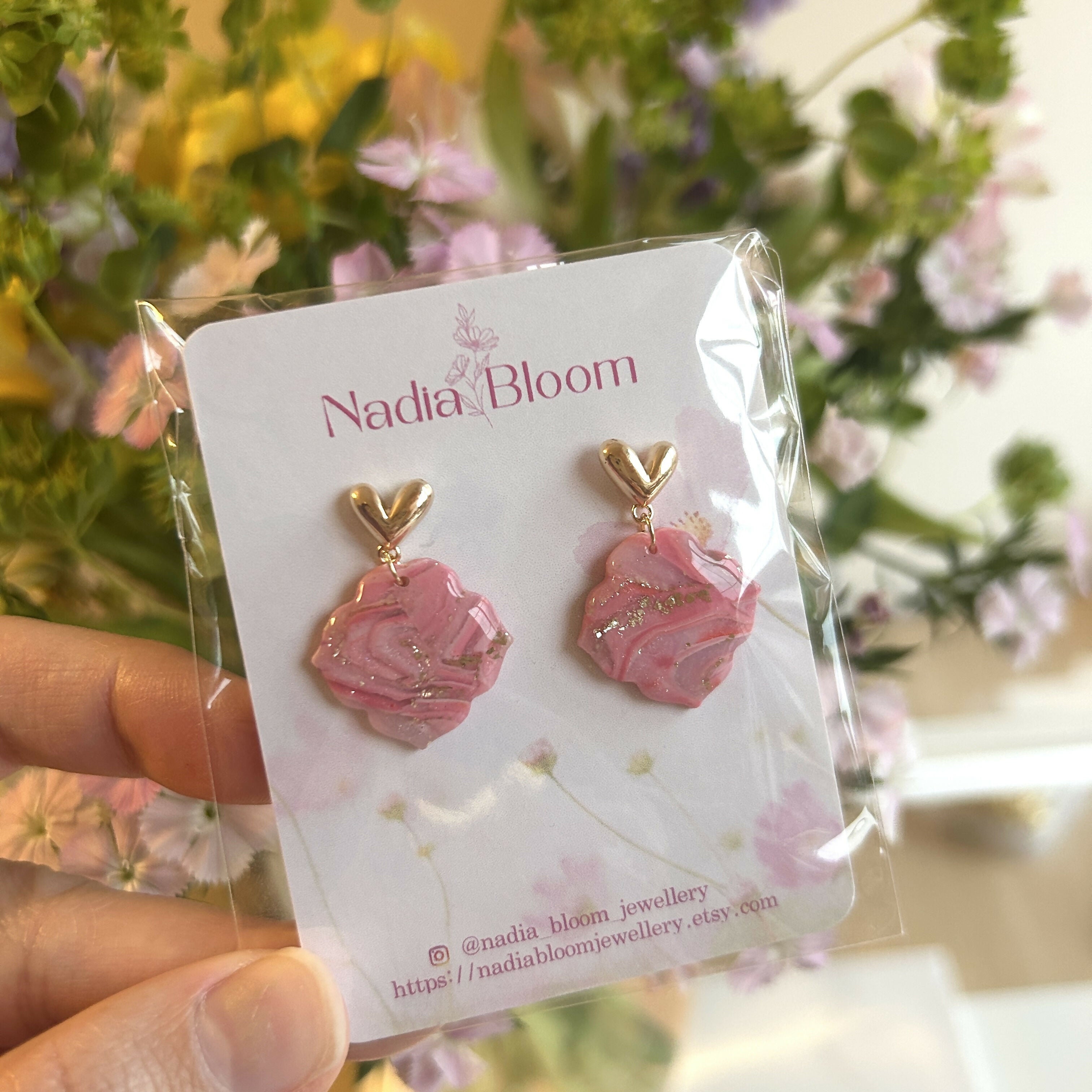 Pink Earrings with Hearts