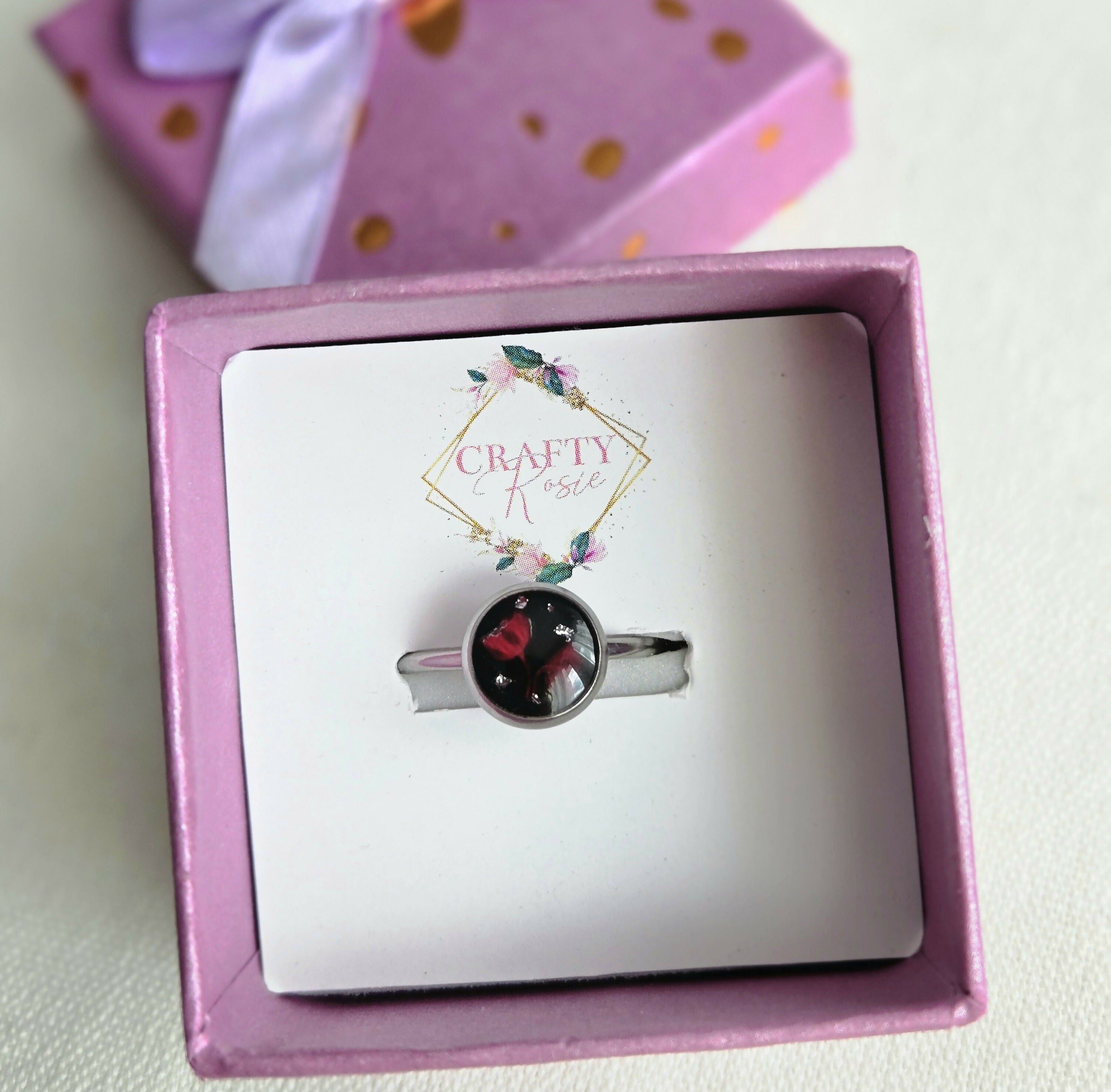 Stainless Steel Real Dried Gypsophila Flower Ring
