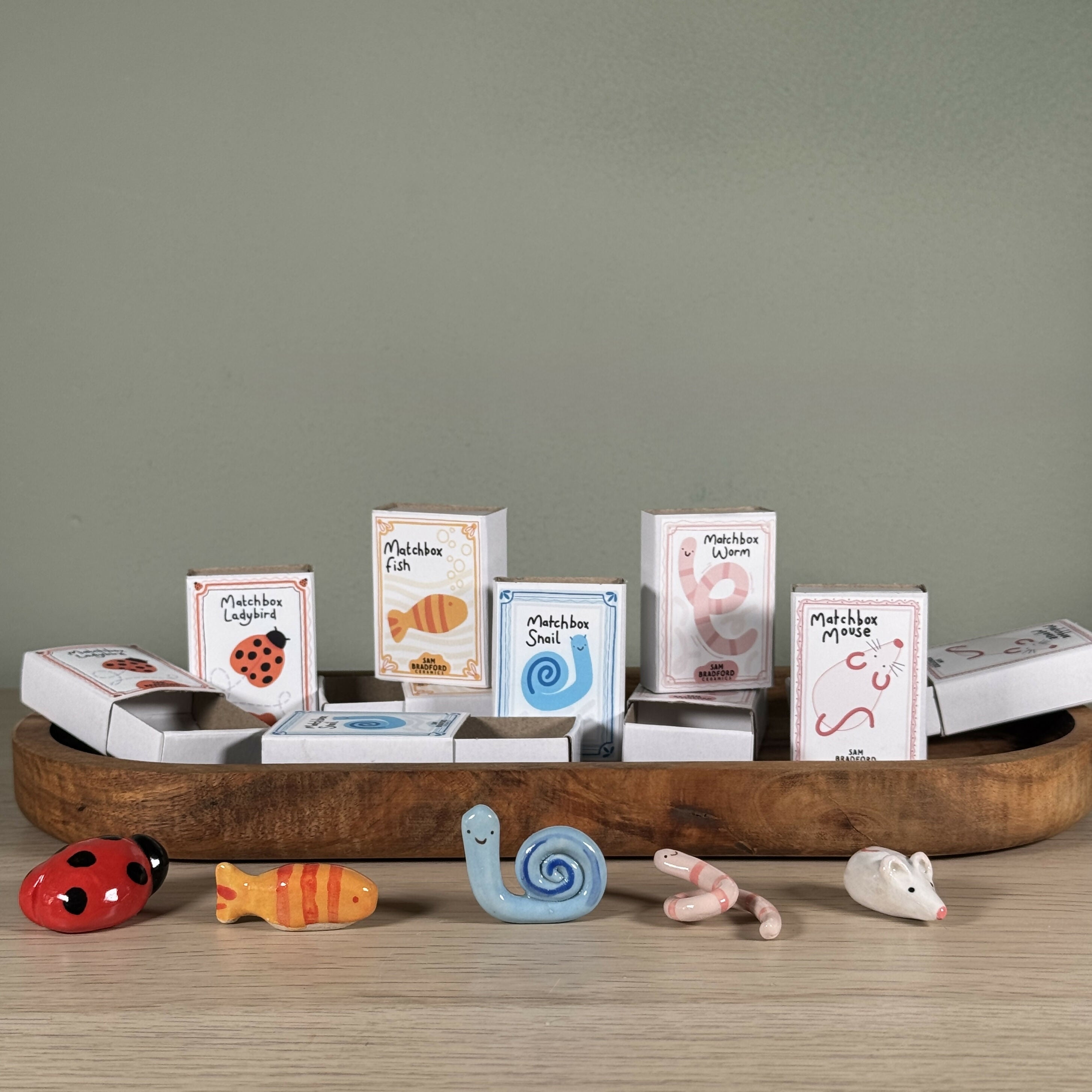 Matchbox Animals, Handmade Ceramic Tiny Animals