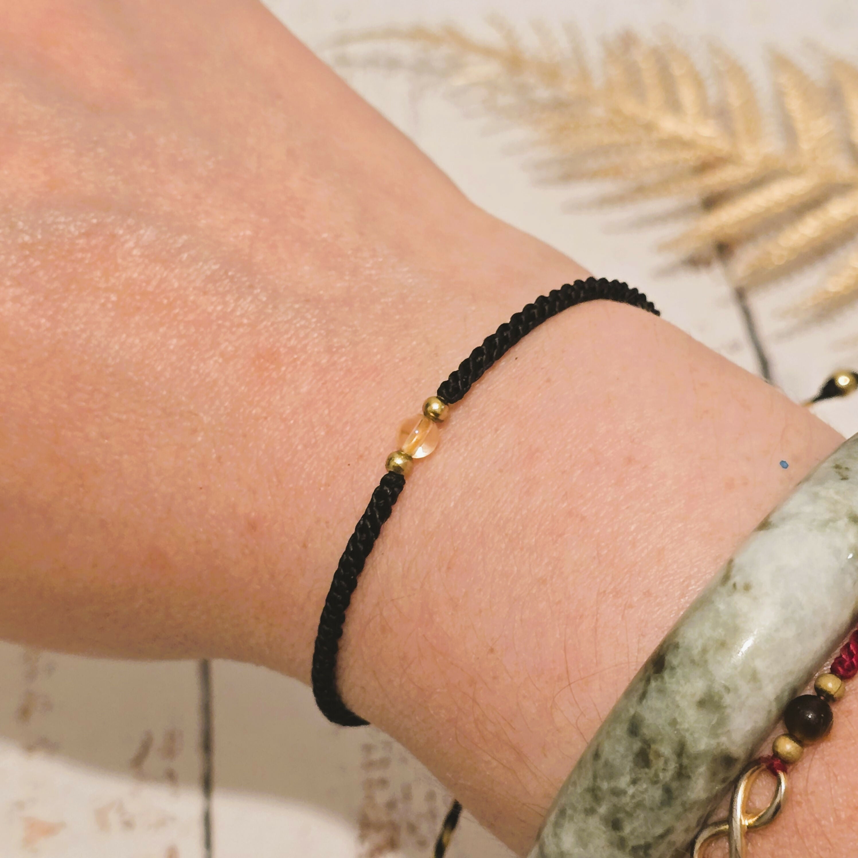 Citrine Birthstone Bracelet; Single Crystal Macrame Adjustible November Gift Bracelet