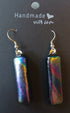 Fused Dichroic Glass Earrings in Rainbow With Sterling Silver Hooks