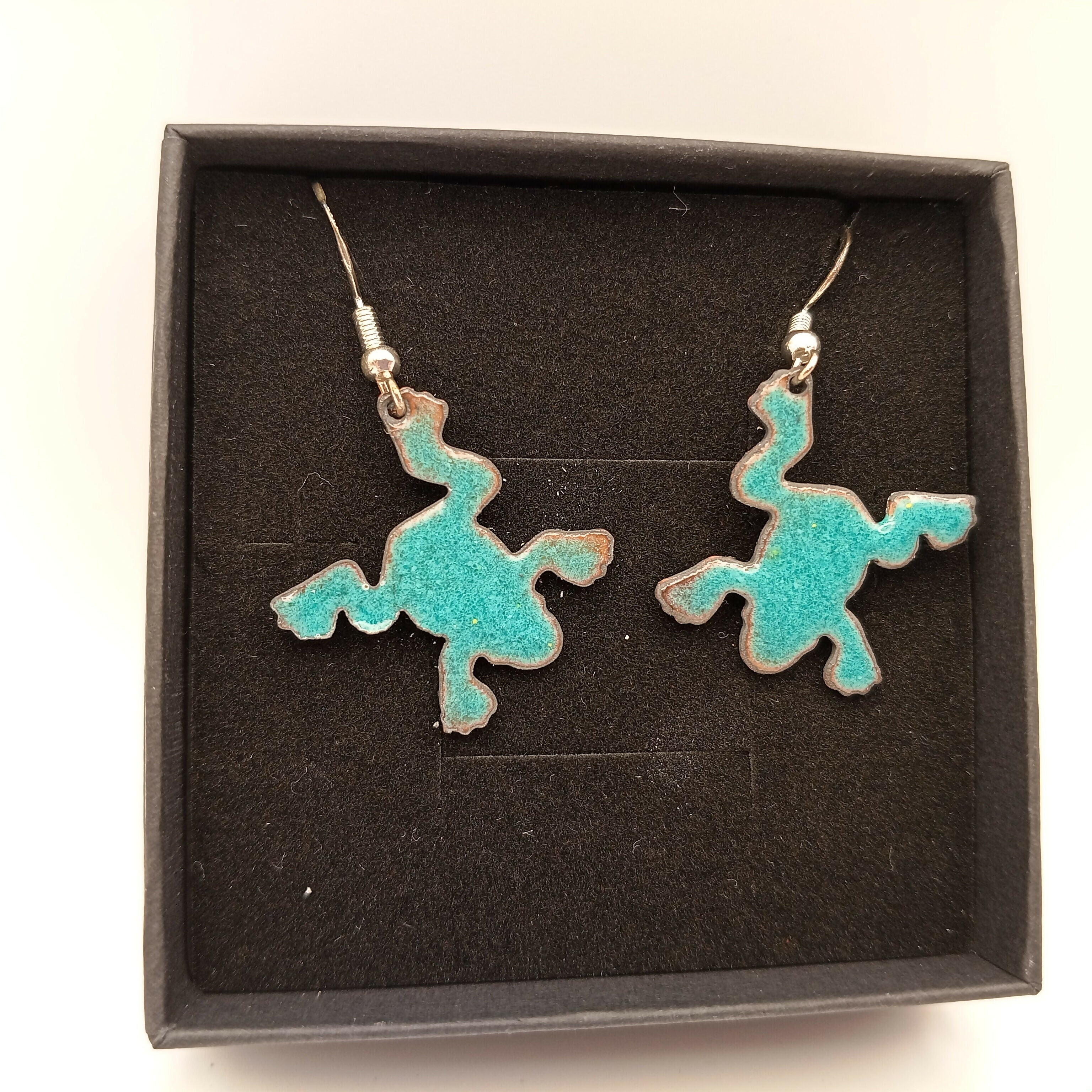 Onyx Green Enamel Earrings