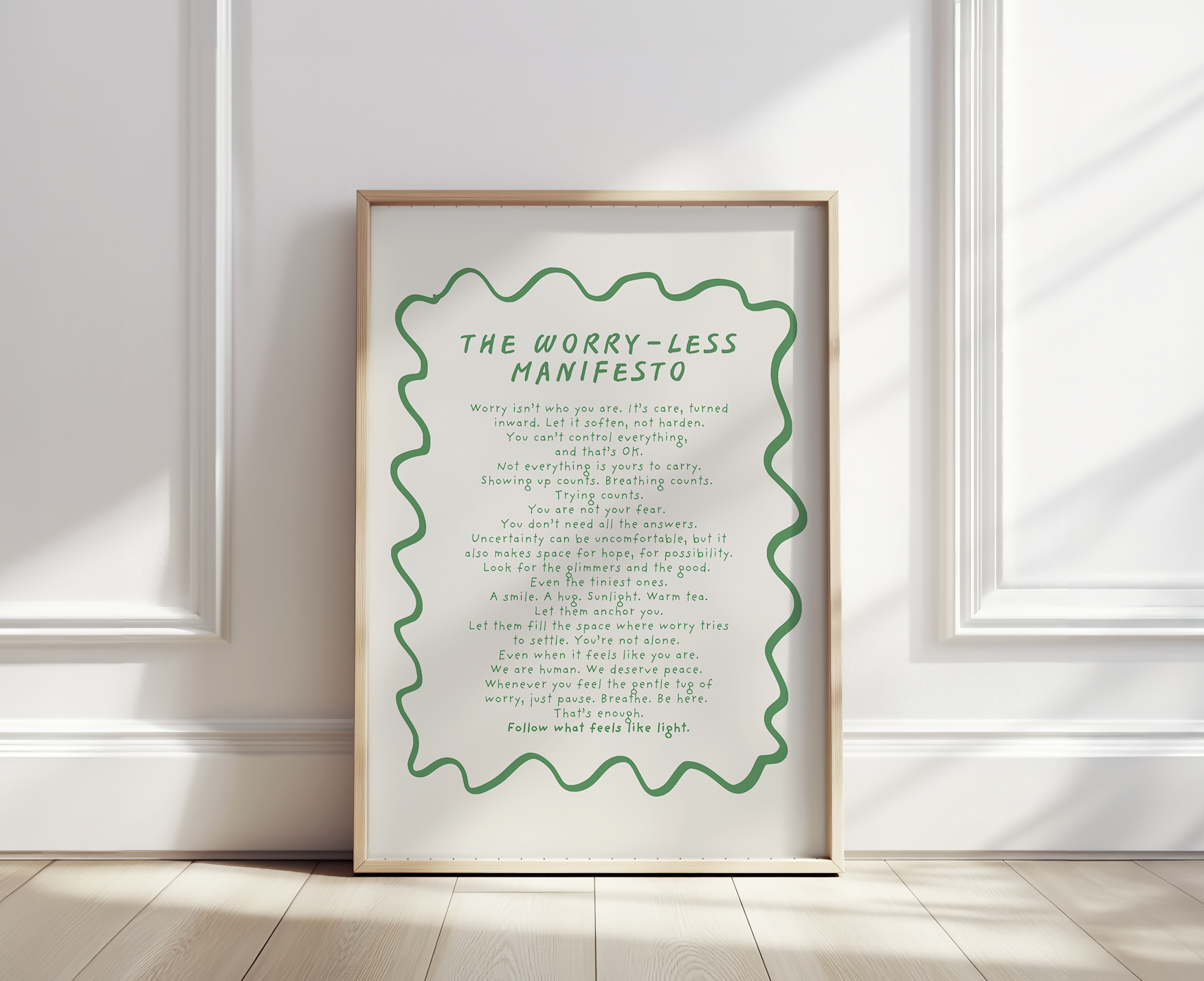 Worry-Less Manifesto A4 Art Print