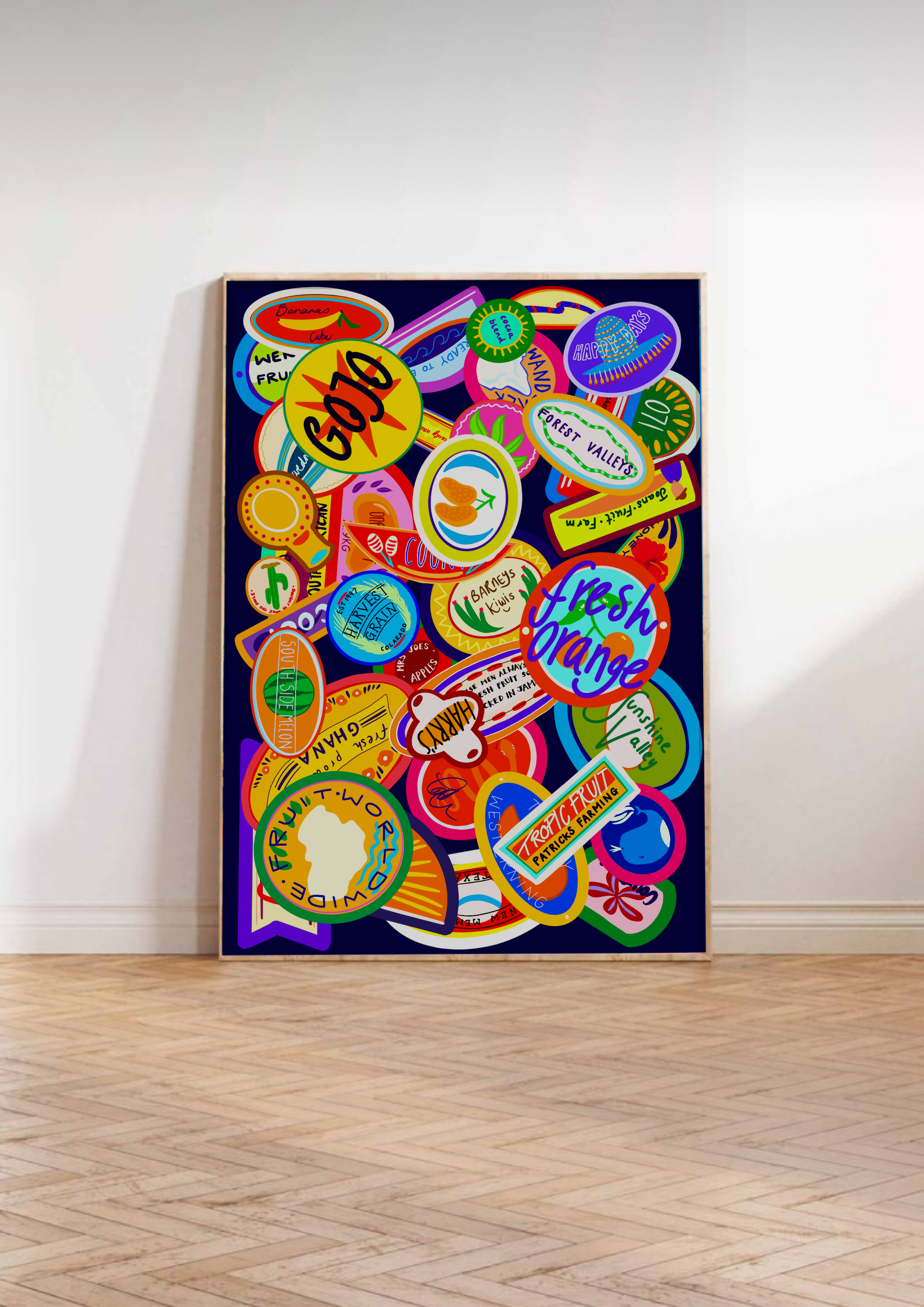 Fruit Sticker Art Print