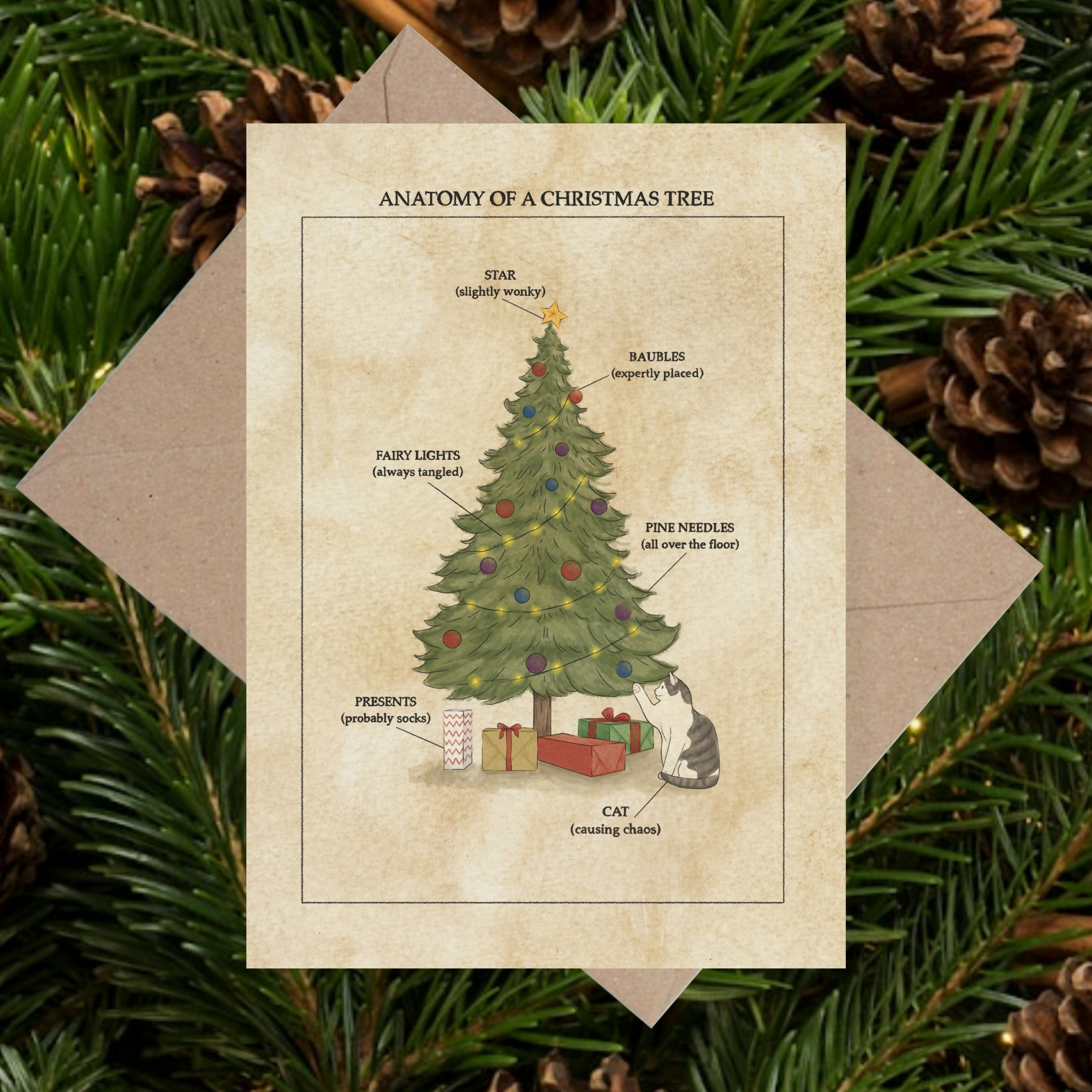 Anatomy Of A Christmas Tree Greetings Card