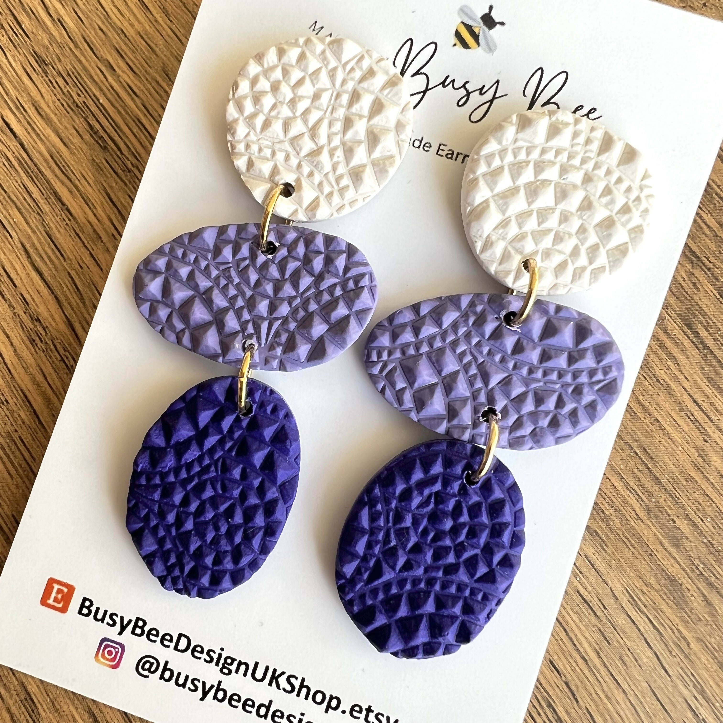 Organic Pebble Dangle Earrings – Polymer Clay Textured Earrings, Dainty Earrings, Handmade Clay Jewellery