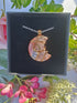 Fire Quartz Moon Wire Wrapped Crystal Necklace on Sterling Silver Chain