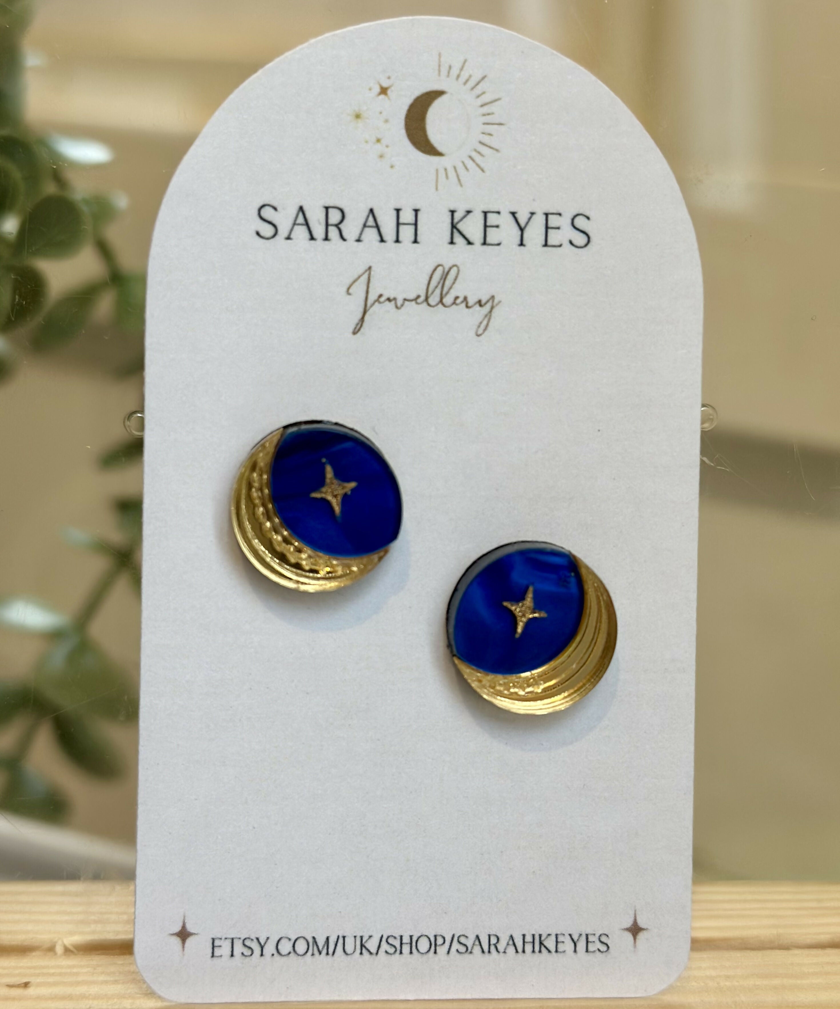 Crescent Moon and Star Disc Studs