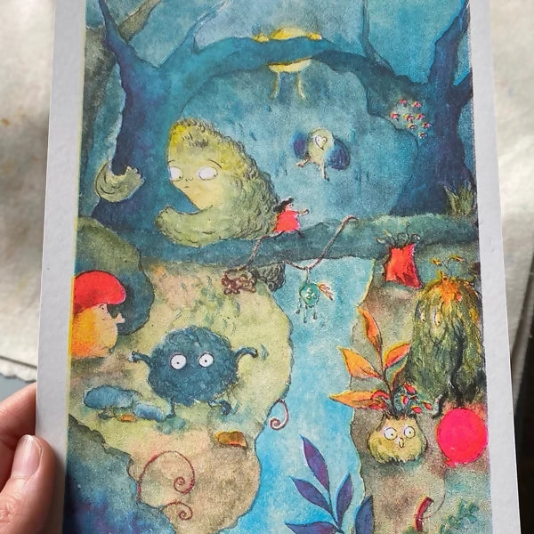 A Monster in the Woods Riso Print