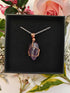 Amethyst Wire Wrapped Crystal Necklace on Sterling Silver Chain