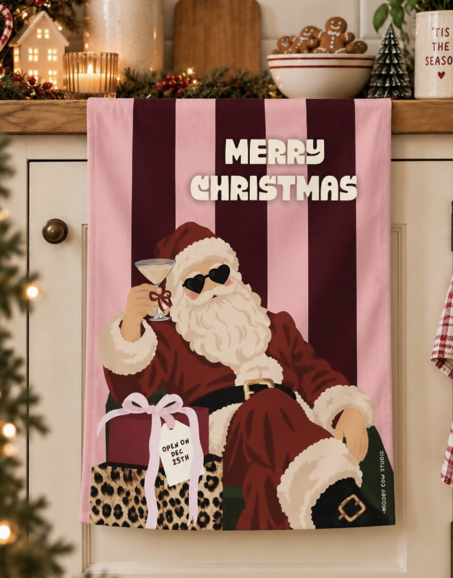 Santa Merry Christmas Tea Towel