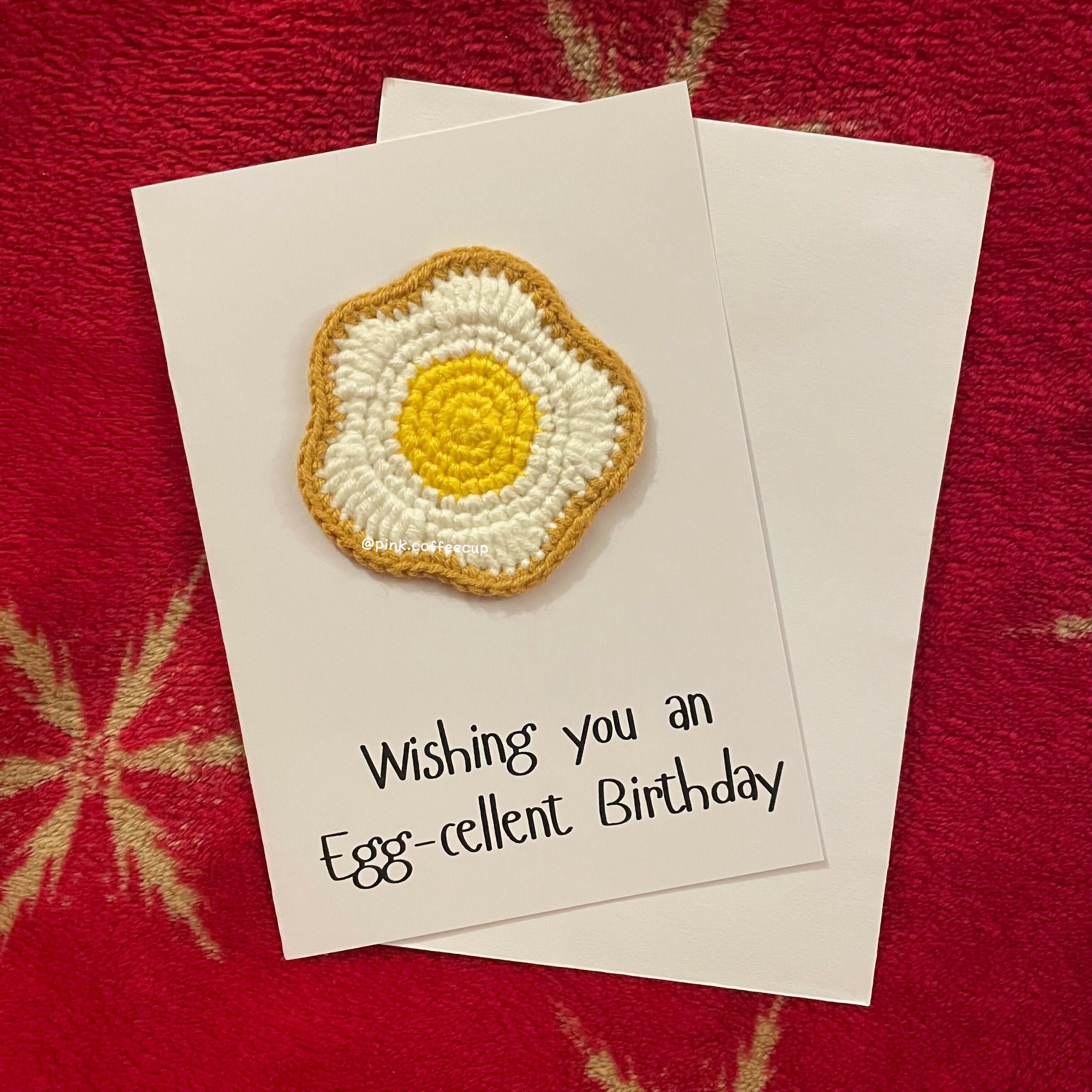 Crochet Handmade Birthday Card - Wishing You an Eggcellet Birthday