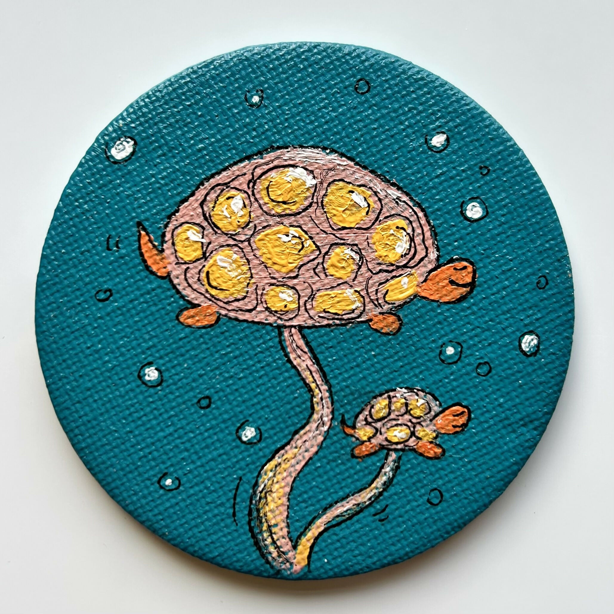 Turtle Mushroom Magnets Original Artwork