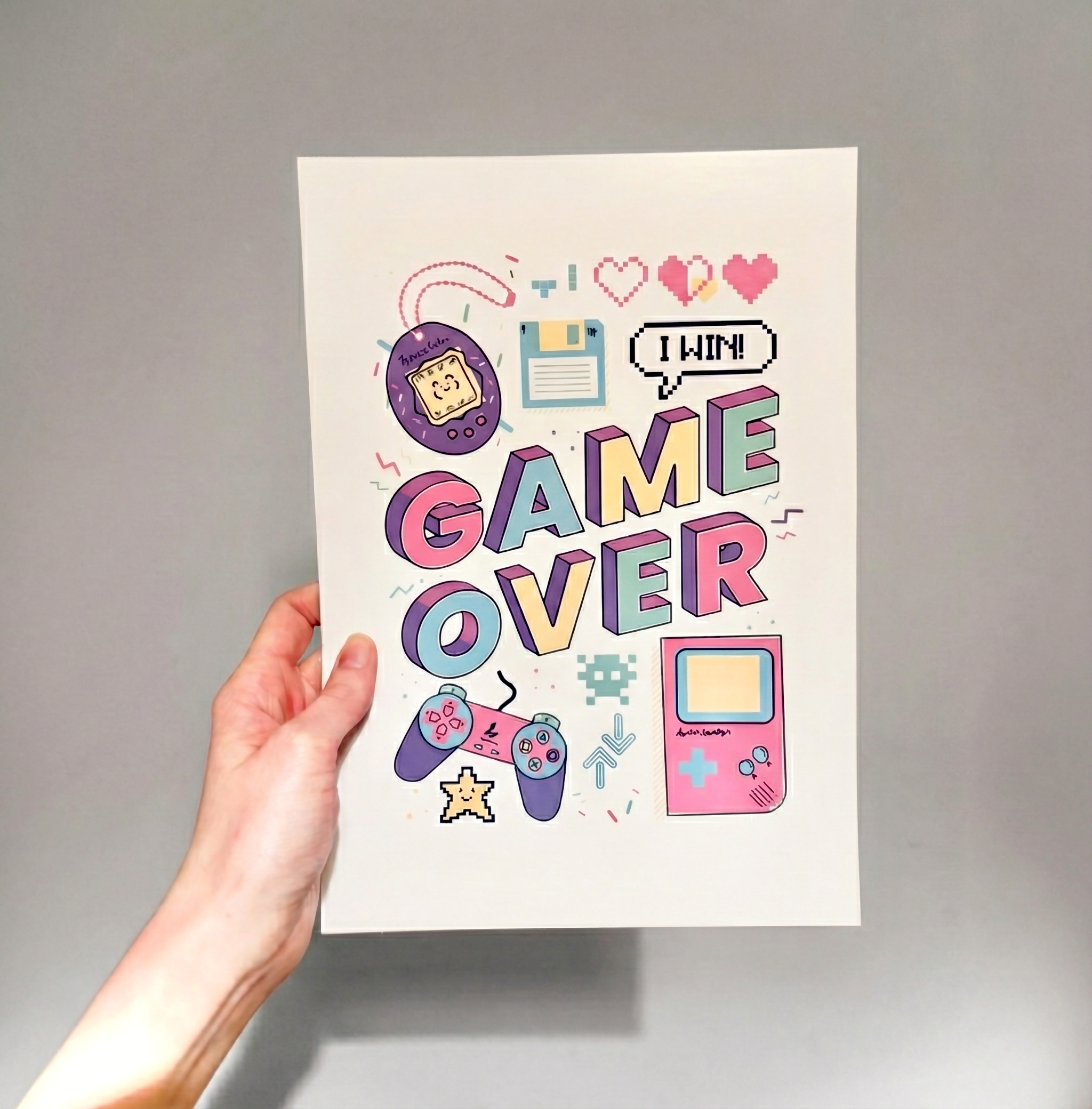 Retro 90's Geek Print A4