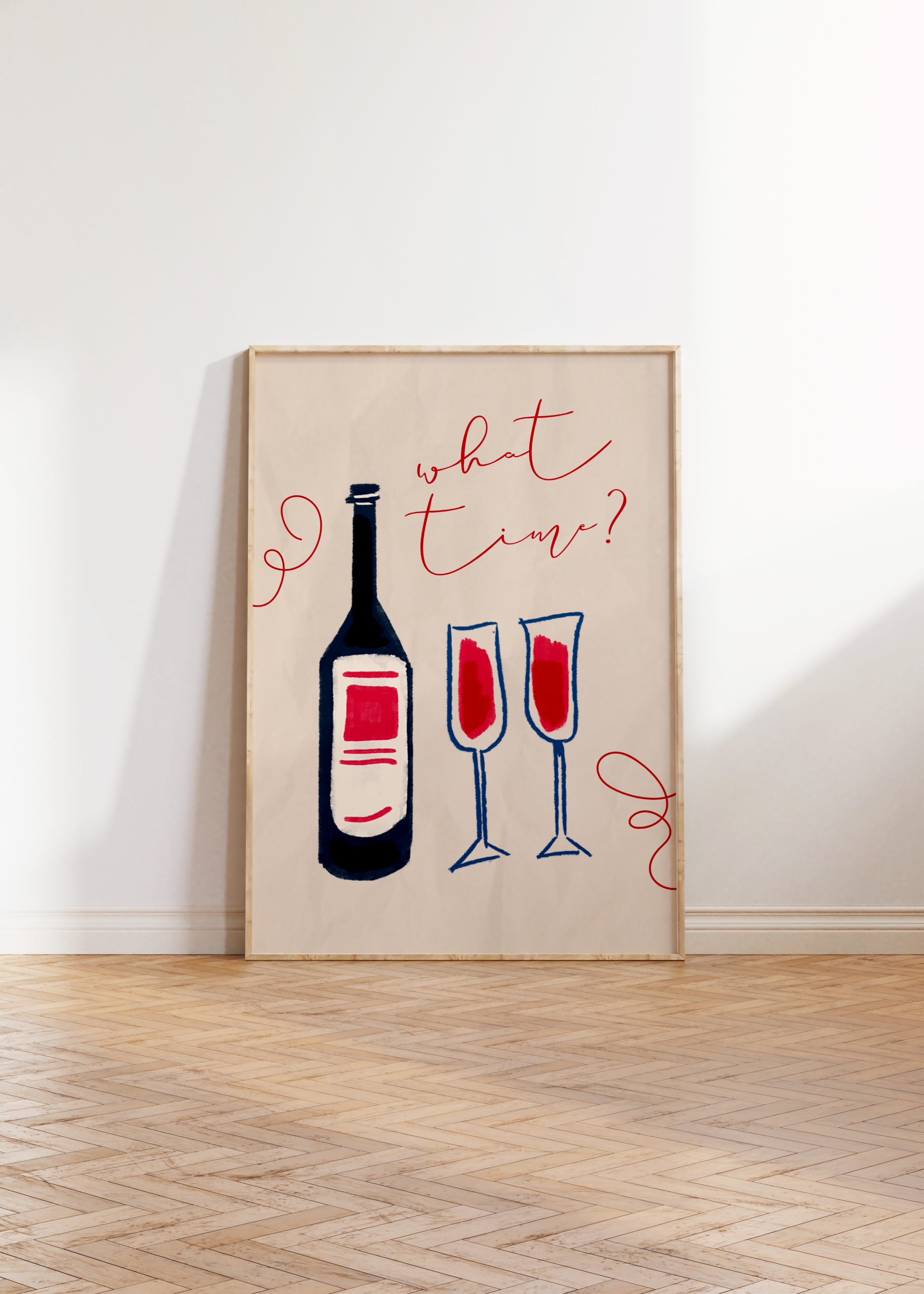 BLACK FRAMED WHAT TIME WINE WALL ART PRINT