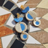 Three Tiered Gold and Blue Inlay Earrings
