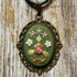 Green Floral Hand Embroidered Necklace