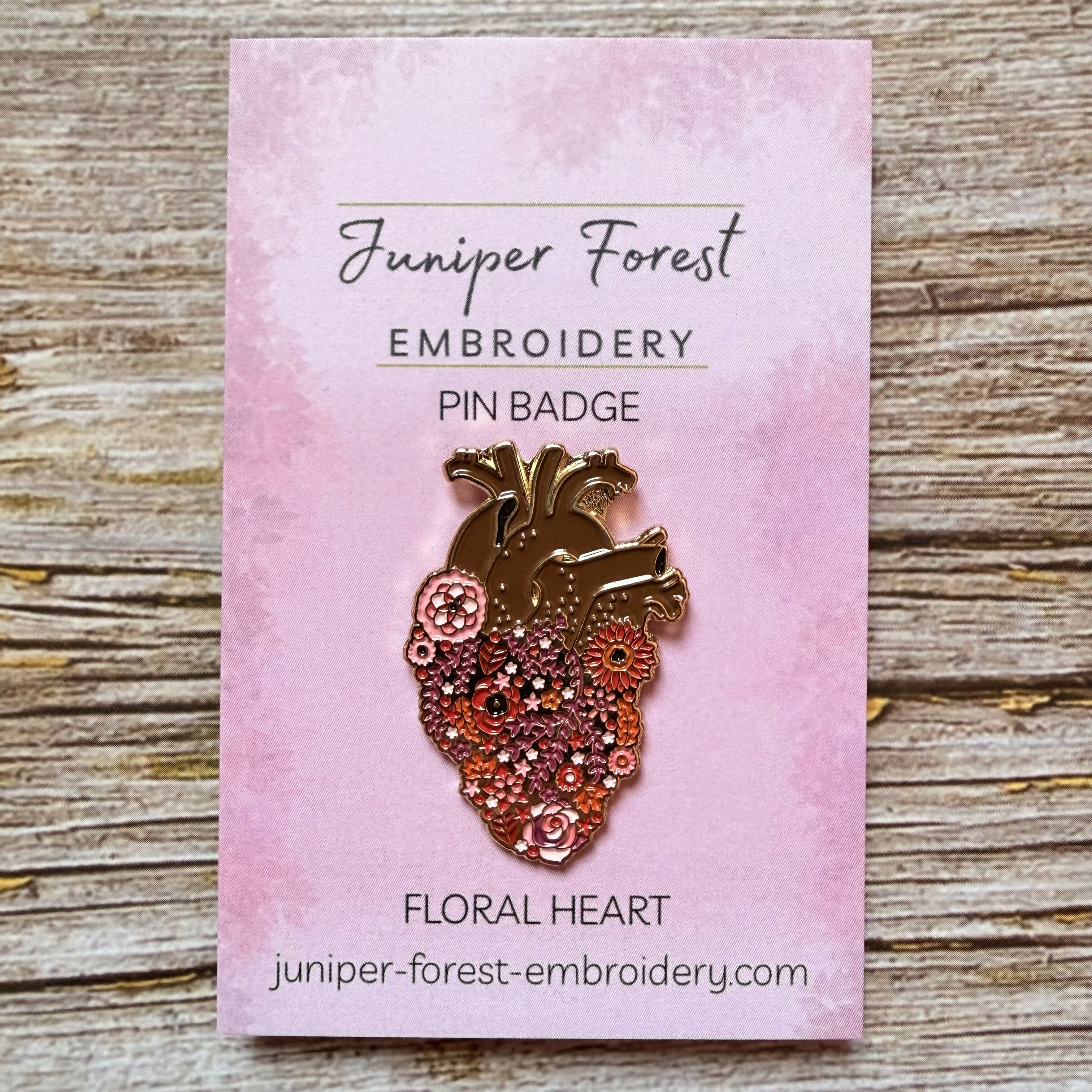Floral Heart Pin Badge