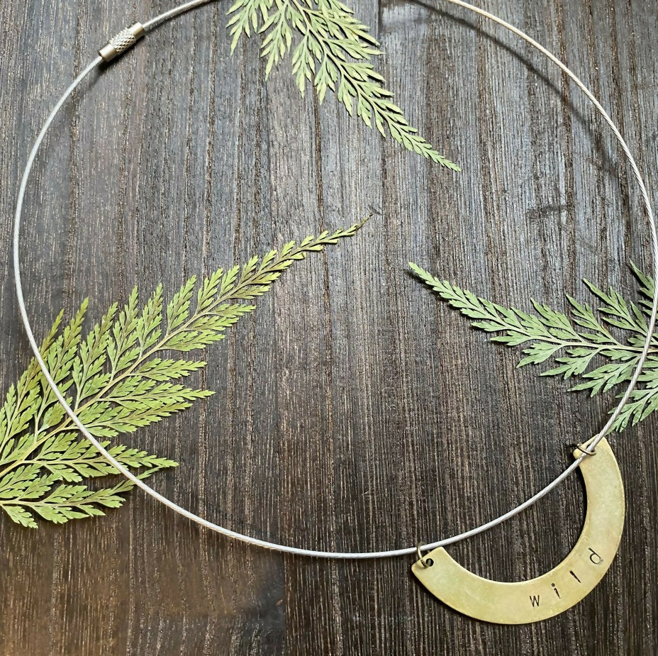 WILD BRASS HAND-STAMPED STAINLESS STEEL CHOKER