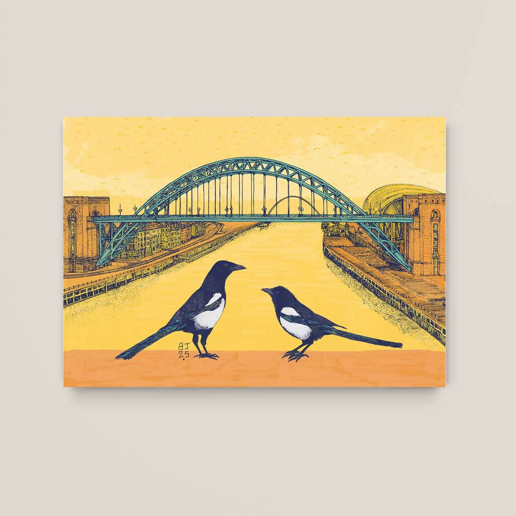 Tyne Bridge and Magpies Art Print