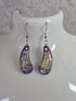 Handcrafted Teardrop Shaped Purple, Lilac, Cream And Black Earrings