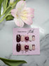 Reusable White And Brown Dotty French Tip With Flowers Handmade Press On Nails