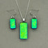 Green Dichroic Glass Necklace and Earrings Set - Sterling Silver, Handmade by Jade Tapson Glass.