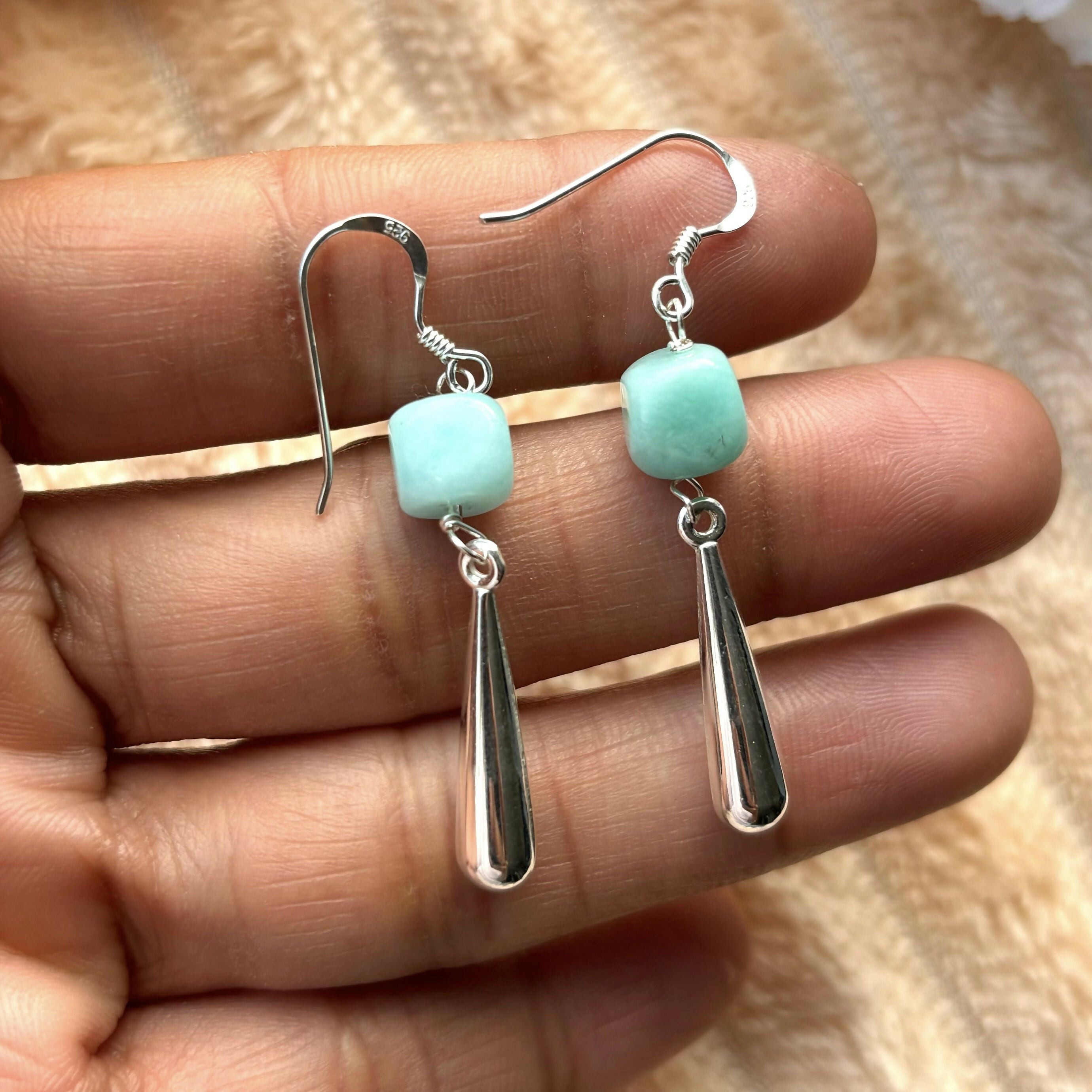 Sterling Silver Amazonite Drop Earrings