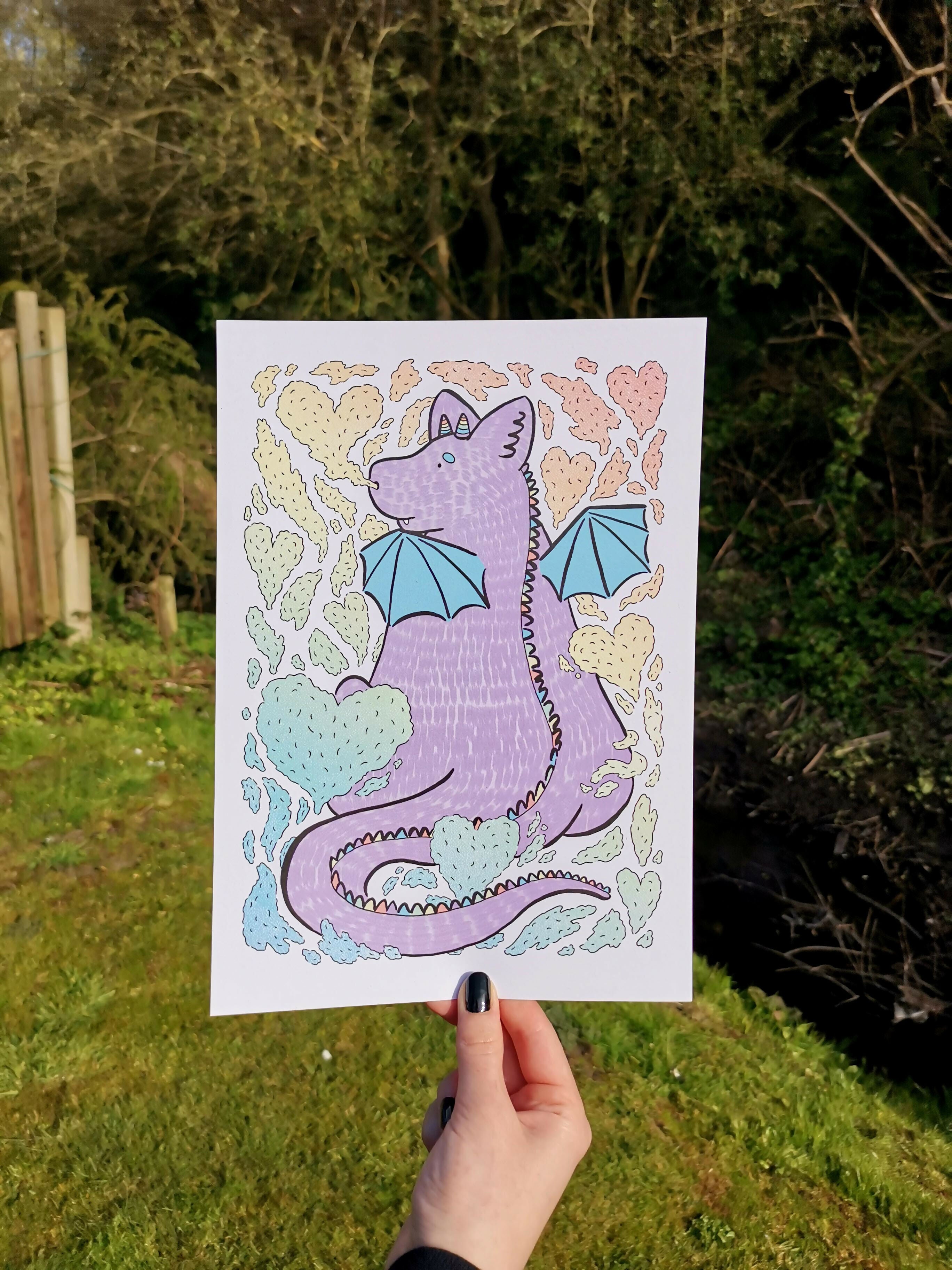 Rainbow Dragon A4 Print