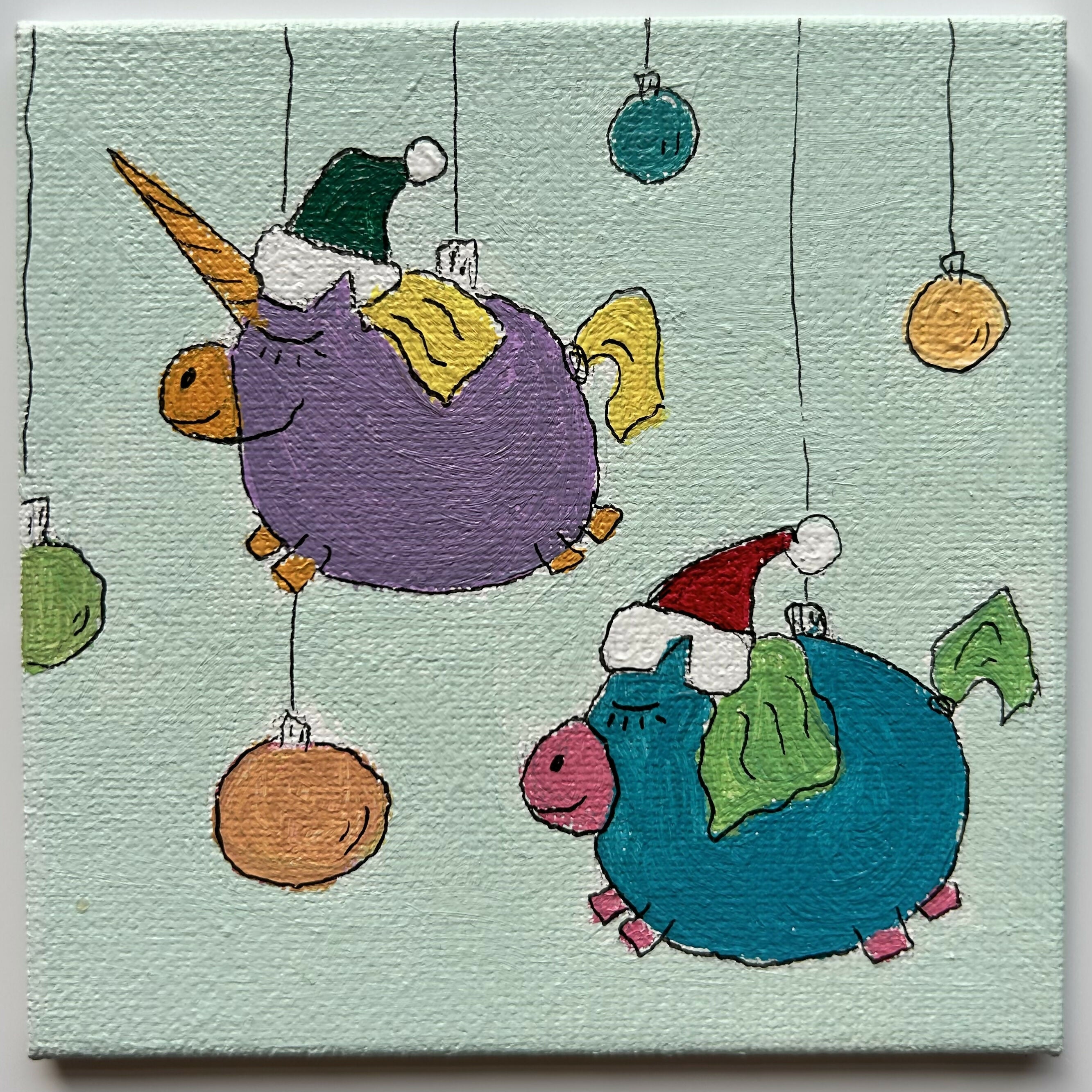 2026 Horse & Unicorn Baubles Original Artwork