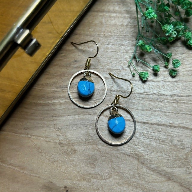 Lovely Gold Plated Turquoise Drop Earrings