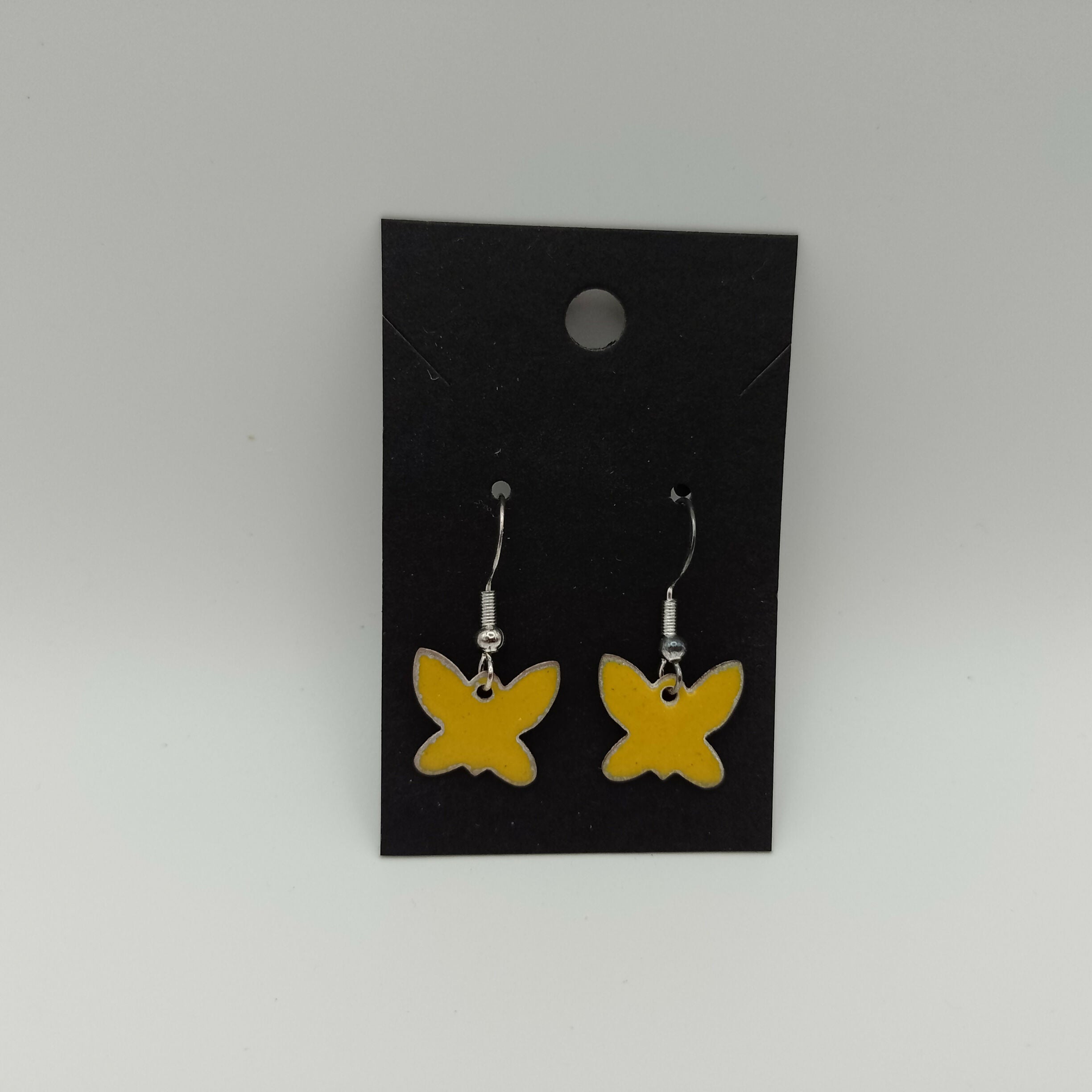 Yellow Enamel Butterfly Earrings