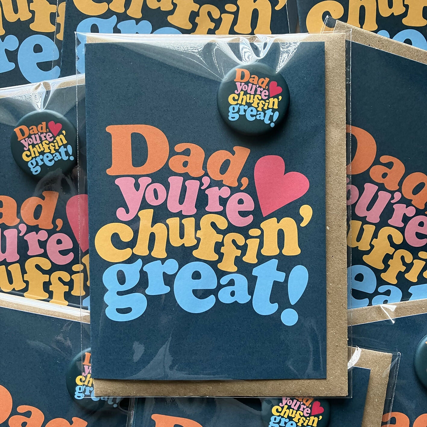 Dad chuffin great Father's Day A6 Badge Card