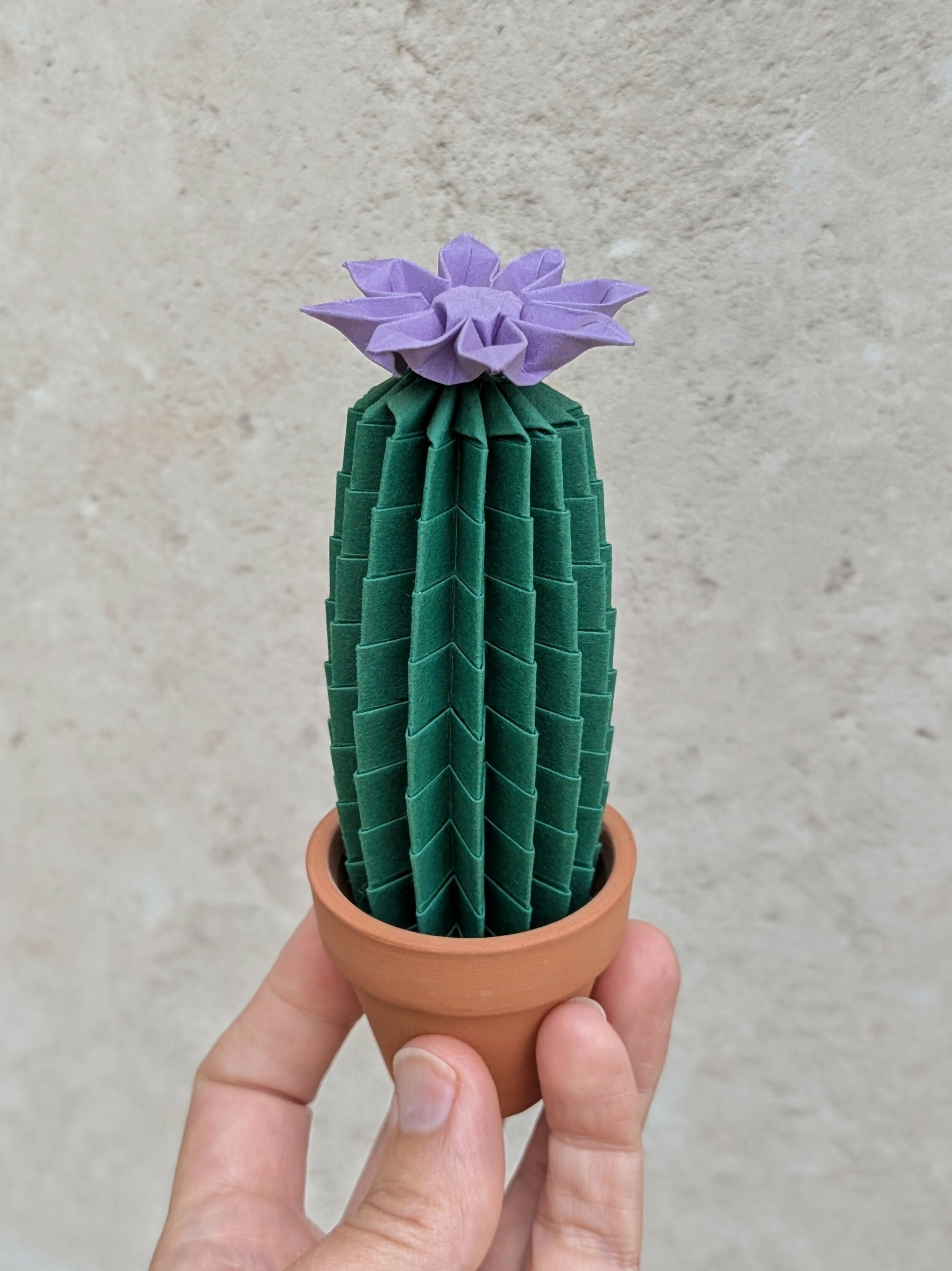 Origami Paper Cactus in Terracotta Pot