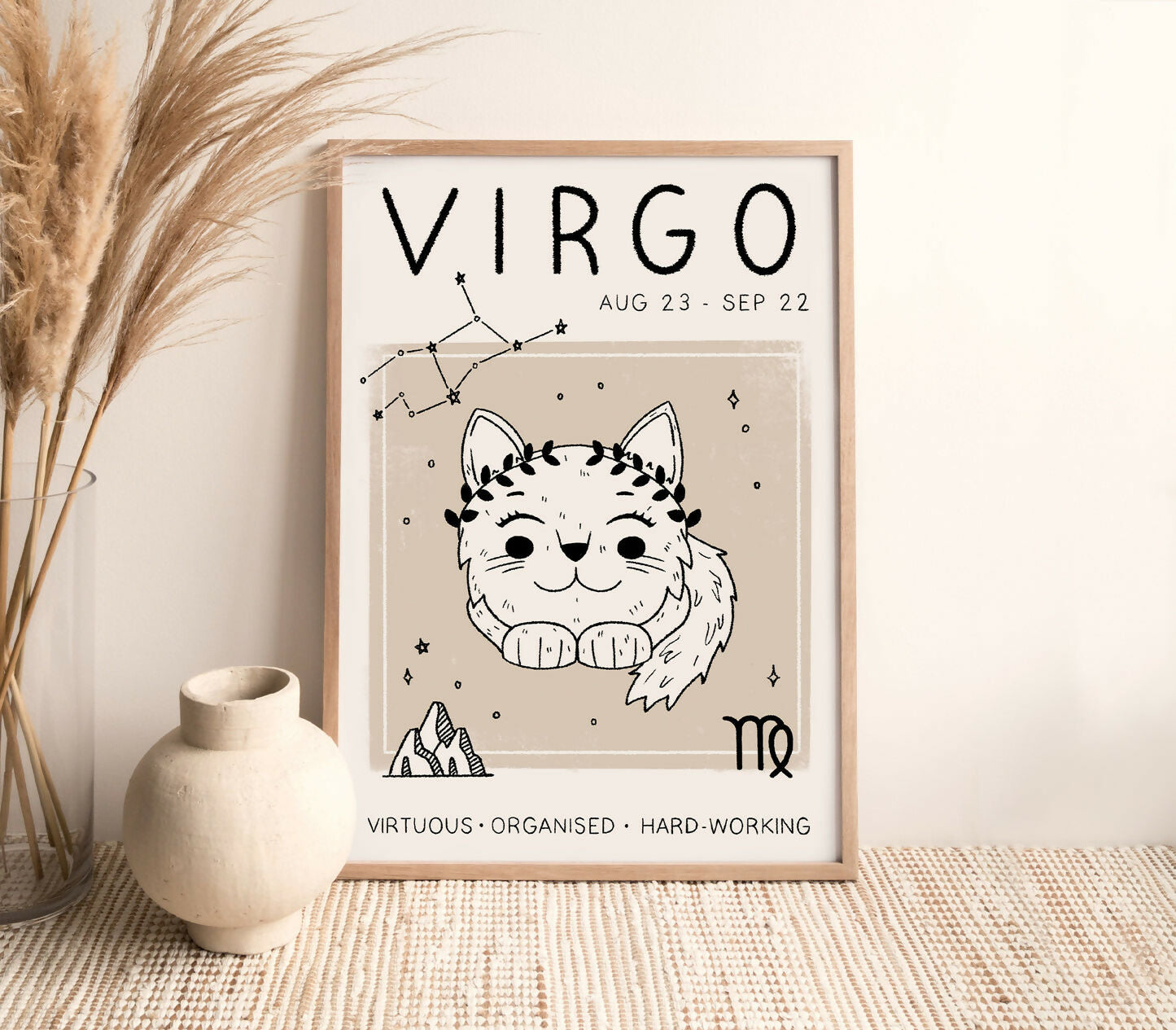 Virgo Star Sign Cat Print
