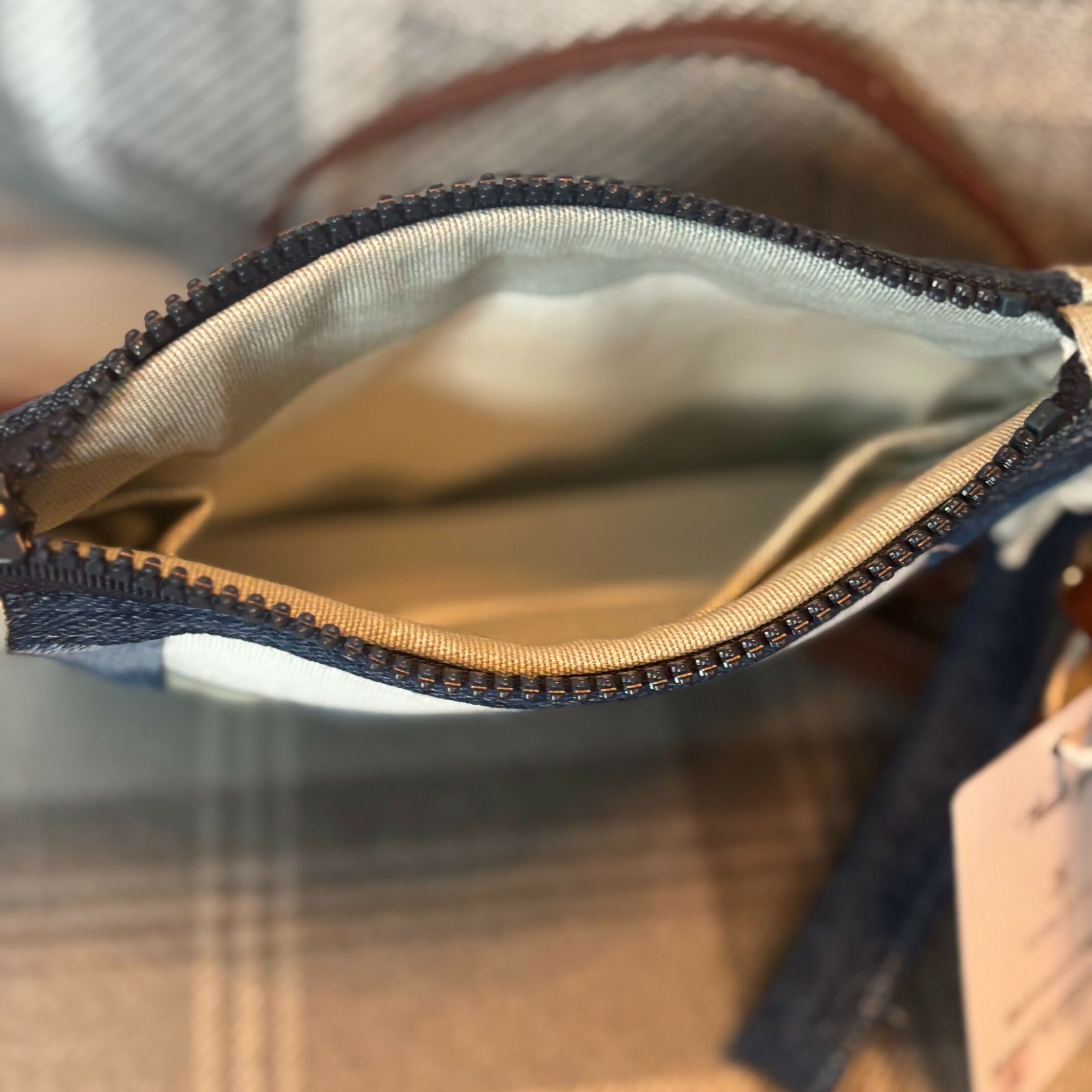Unique Handcrafted Patchwork Purse Wristie With Crossbody Strap Made From Upcycled Jeans And Animal Print Fabric